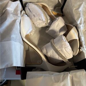 Elegant White Satin Women's Heels